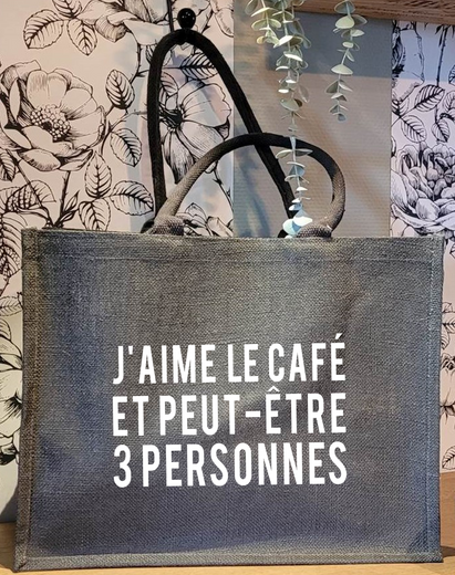 Sac en toile de Jute * J'aime le café *