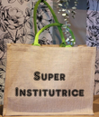 Sac en toile de Jute *Super Institutrice*